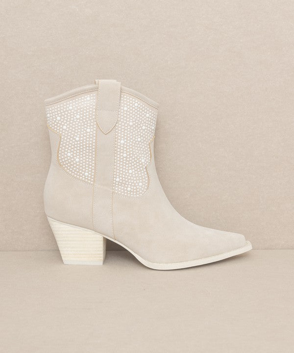 Cannes - Pearl Studded Western Boots