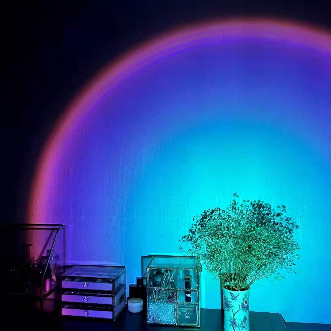 Rechargeable Rainbow Projection Lamp Sun Lamp Projection Atmosphere Sunset Lamp