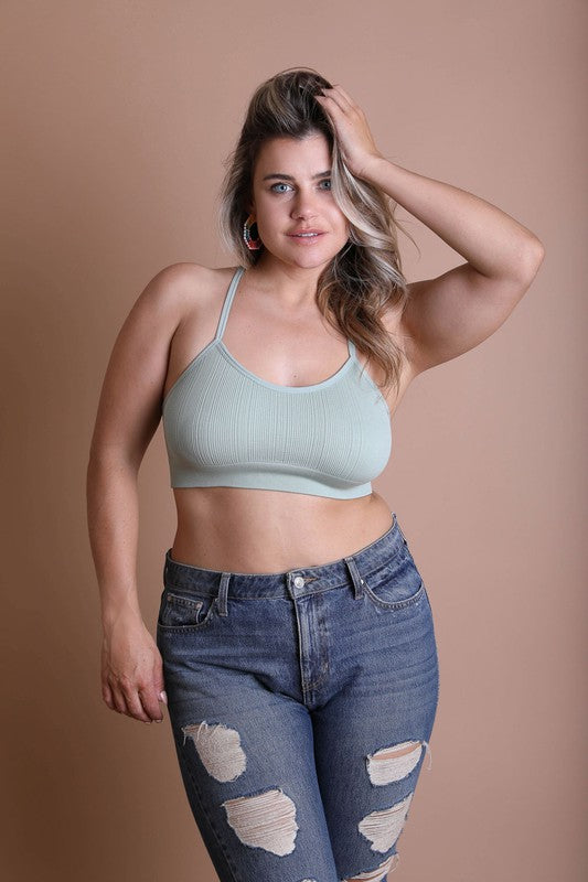 Plus Size Tattoo Mesh Racerback Bralette