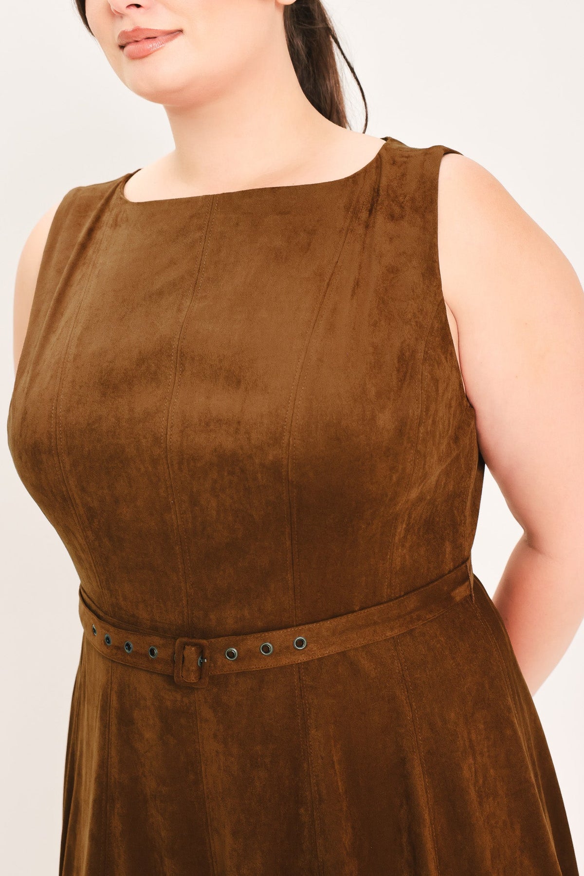 Tobacco Moon Faux-Suede Midi Dress