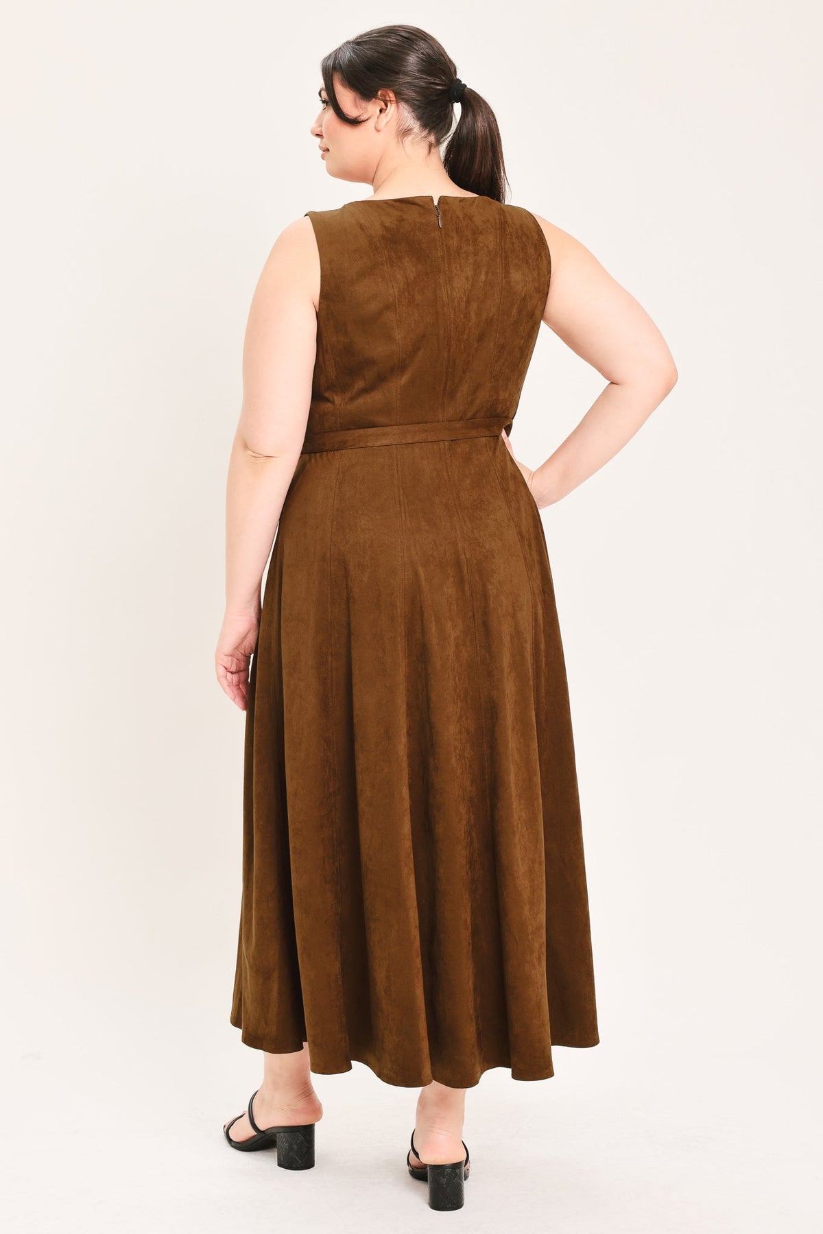 Tobacco Moon Faux-Suede Midi Dress
