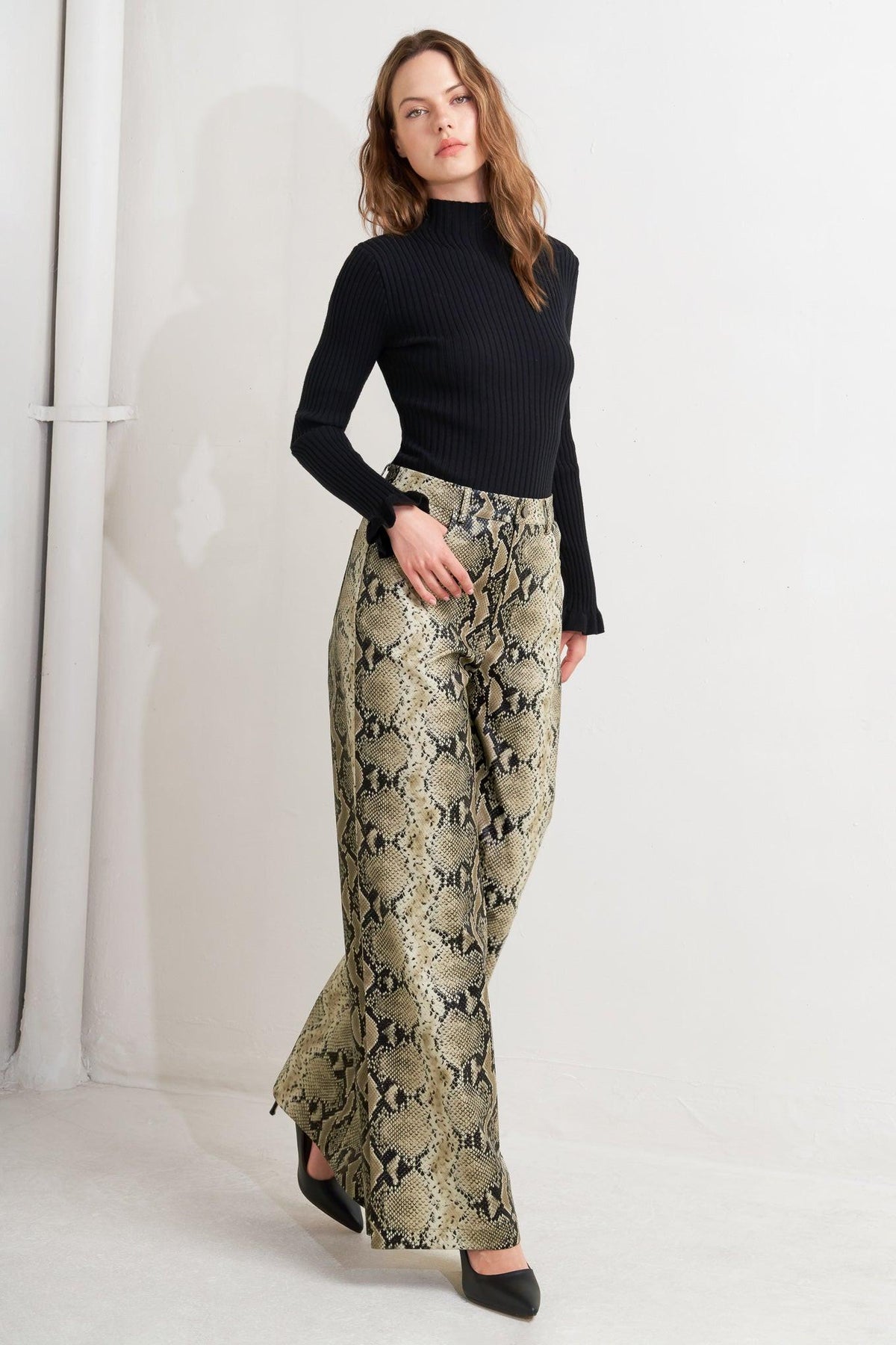 Cold Blooded Snakeskin Wide-Leg Pants