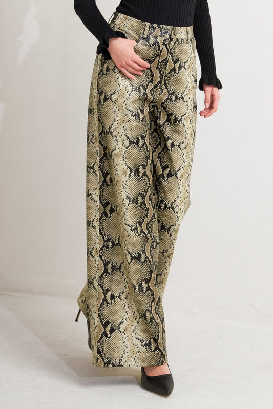 Cold Blooded Snakeskin Wide-Leg Pants