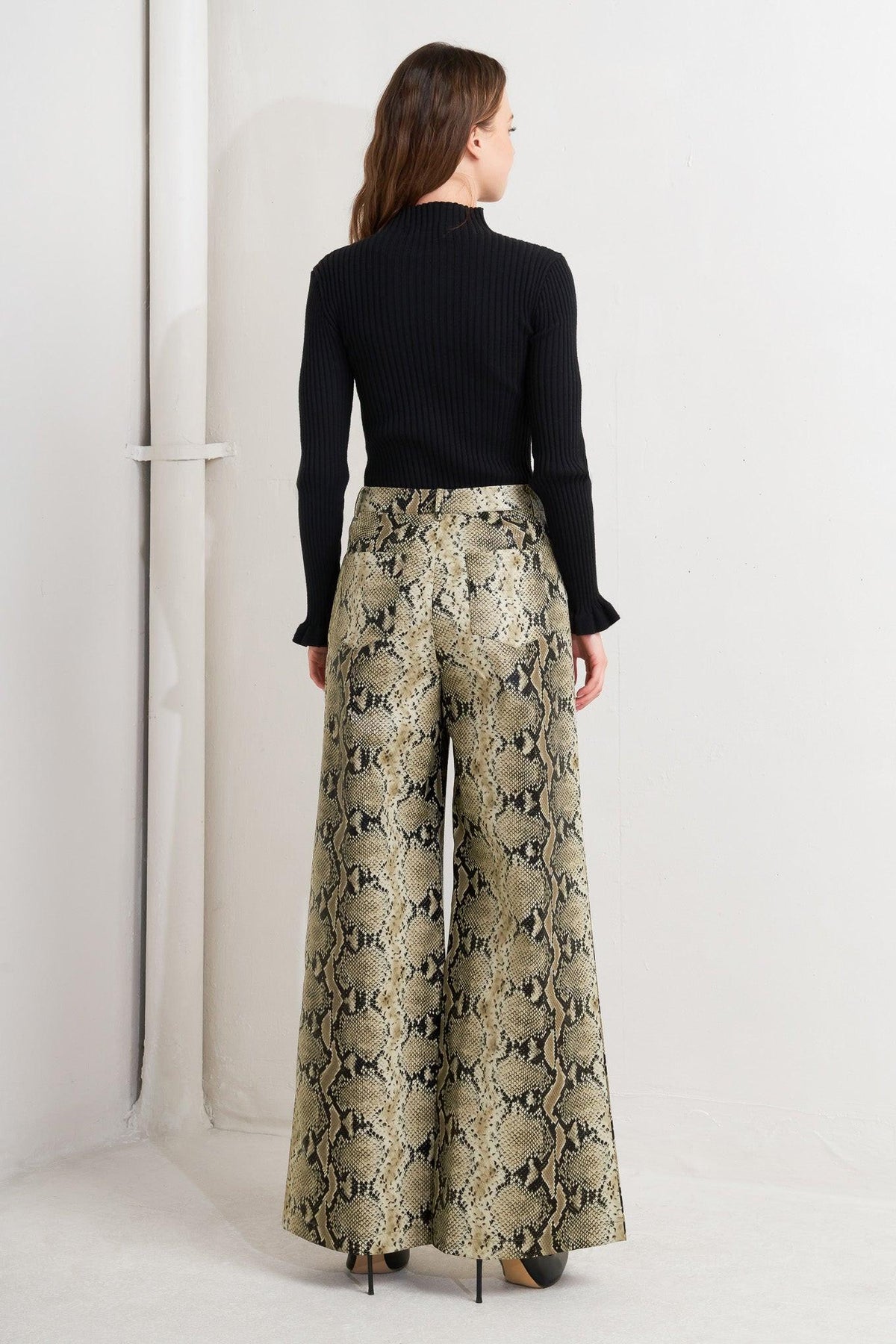 Cold Blooded Snakeskin Wide-Leg Pants
