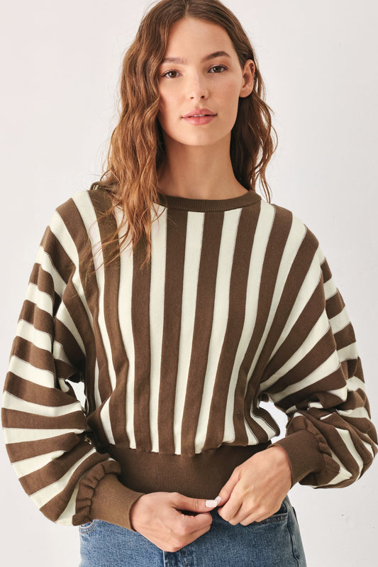 Cappuccino Stripe Dolman Knit