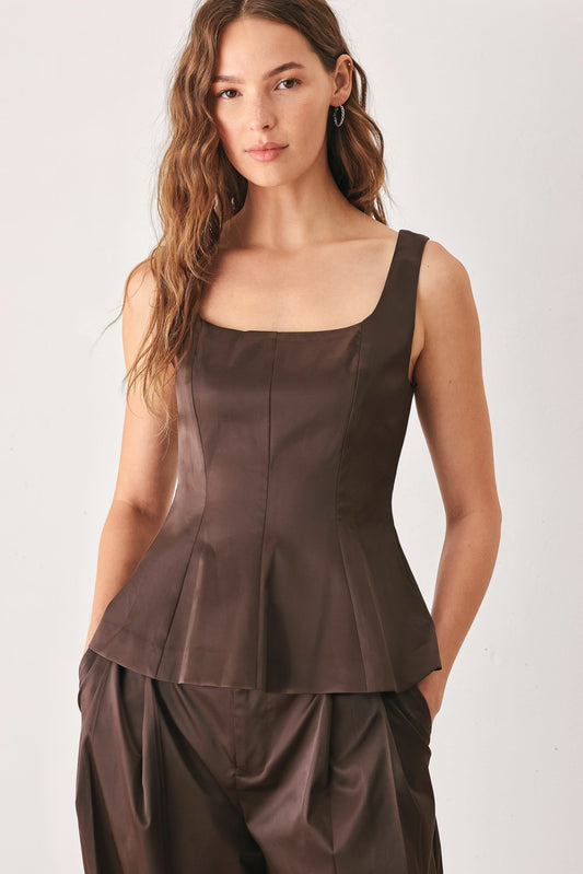 Parchment Square-Neck Peplum Top