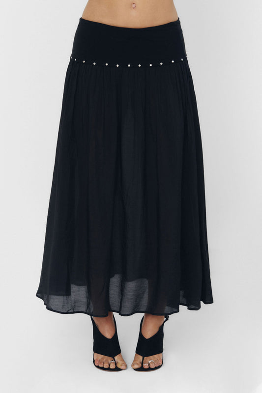 Black Swan Pleated Maxi Skirt