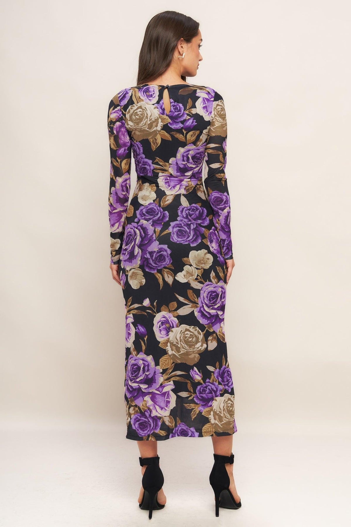 Black Orchid Power-Mesh Midi Dress