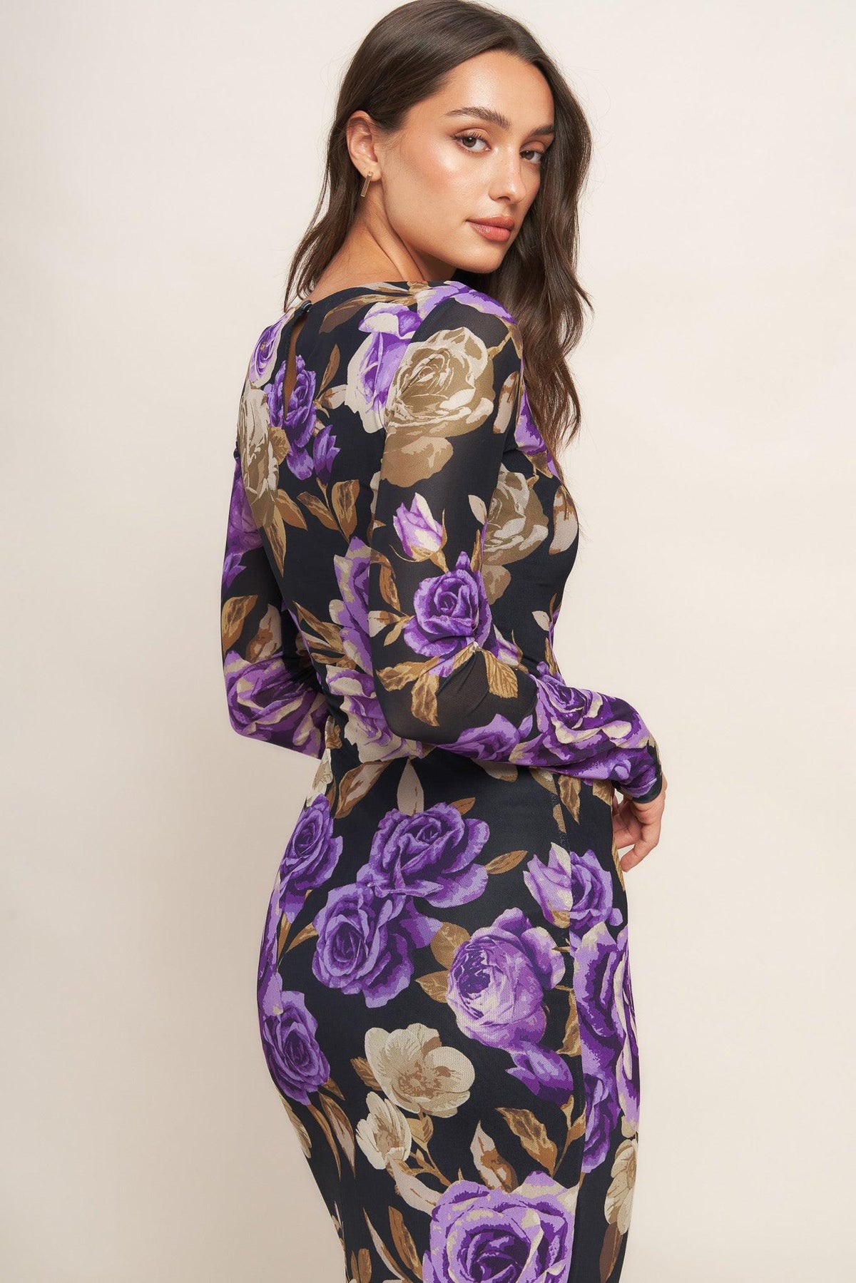 Black Orchid Power-Mesh Midi Dress