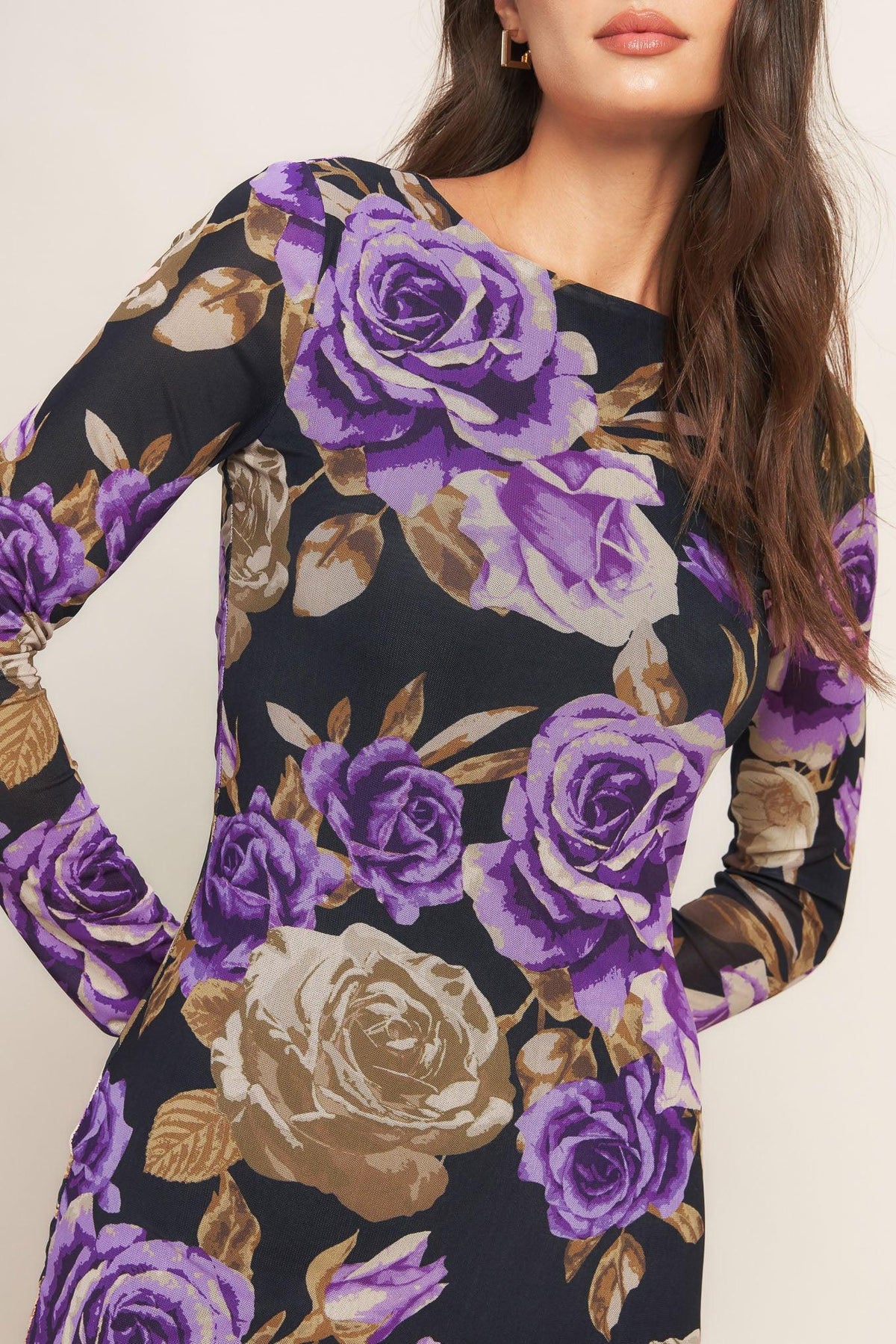 Black Orchid Power-Mesh Midi Dress