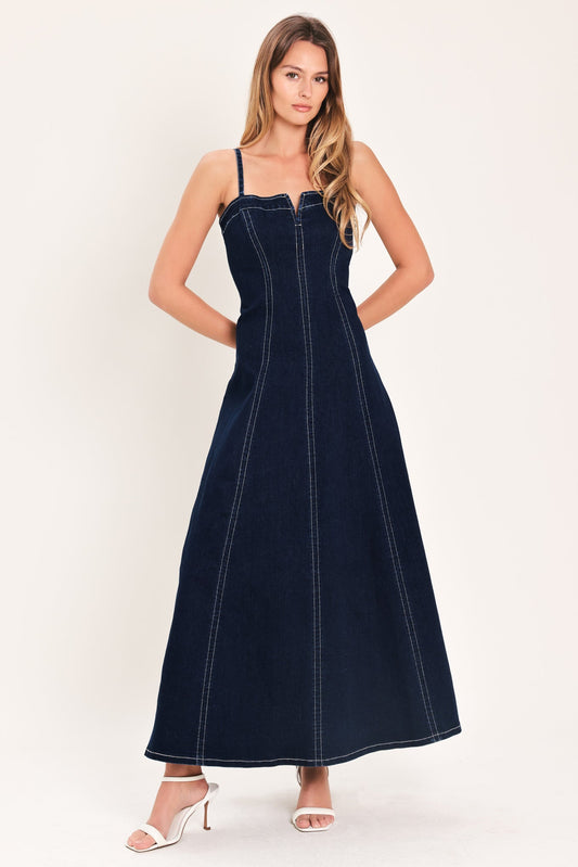 Blue Hour Denim Corset Maxi Dress