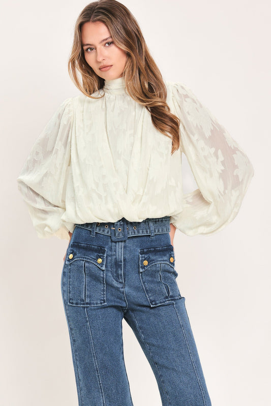 Ivory Cloud Jacquard Blouse