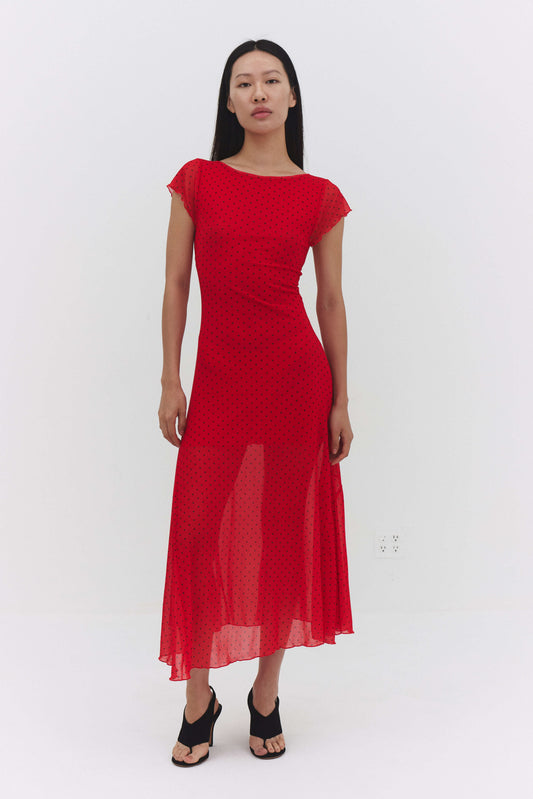 Red Letter Knit Midi Dress
