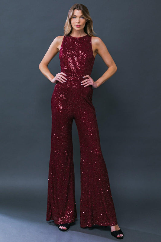 Bordeaux Midnight Sequin Jumpsuit
